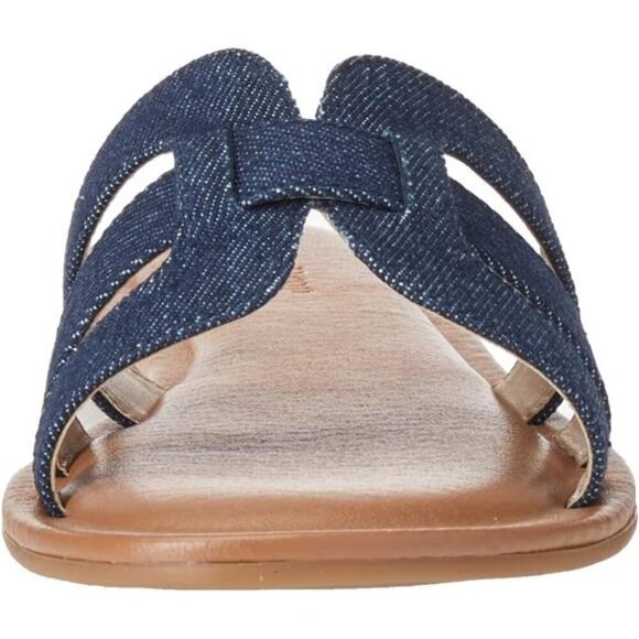 Women's Monika Flat H-Band Slide Sandal, Chic and Stylish, Chambray, Brand New - Picture 2 of 7